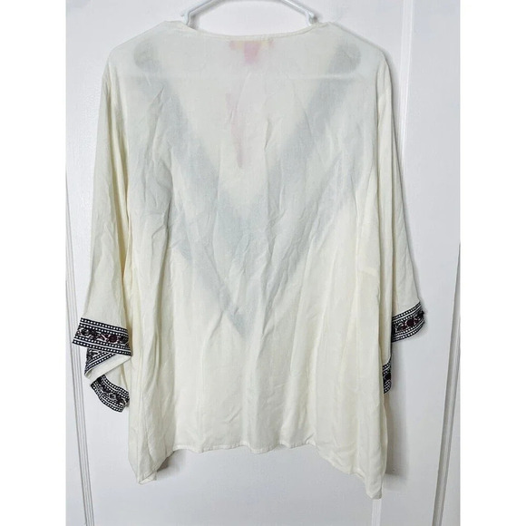 Catherine Malandrino Peasant Blouse M Embroidered Sequin White Boho Cape Sleeves - Picture 4 of 11